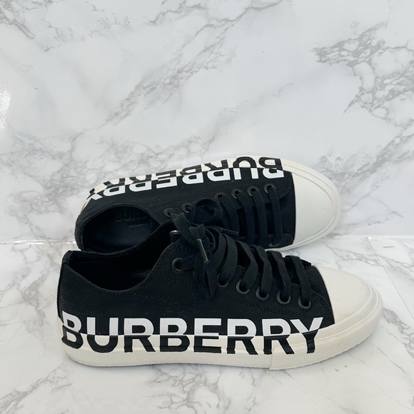 Burberry Black and White Cotton-Gabardine Sneakers - Picture 2 of 14